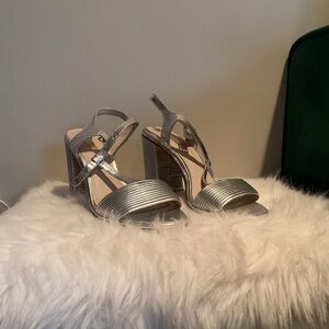 Silver Strappy Women's Heels